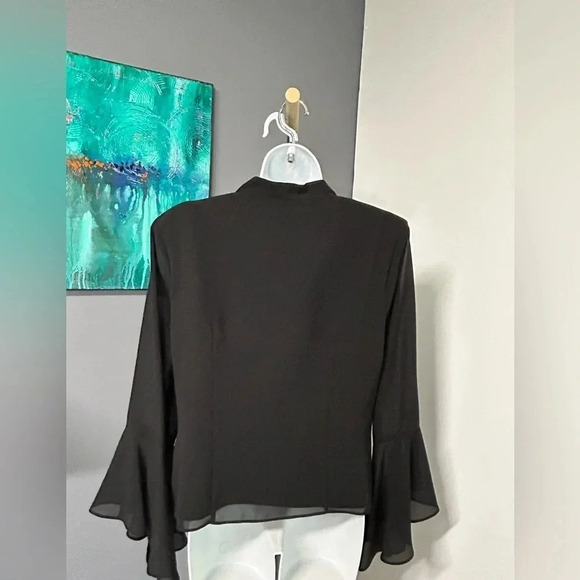 Vintage J.R. Nites  by Caliendo Black Beaded Top Bell Sleeves Size 10 Whimsigoth - Picture 8 of 16